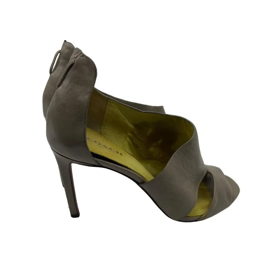 COACH Manhattan Genuine Leather Grey Stiletto Sandal Size 6.5